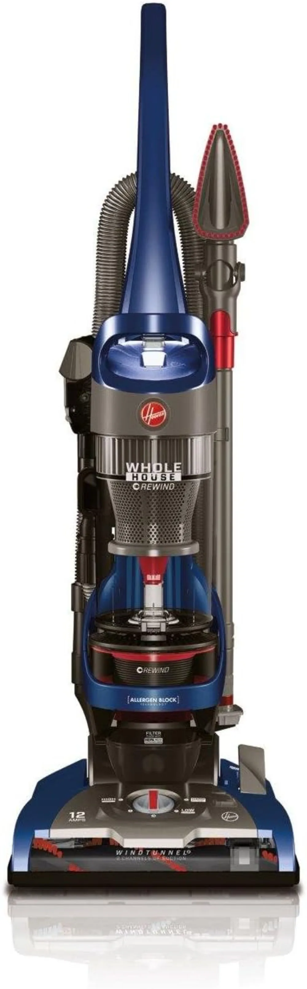 

WindTunnel 2 Whole House Rewind Corded Bagless Upright Vacuum Cleaner with Hepa Media Filtration,UH71250, Blue, 16.1 lbs