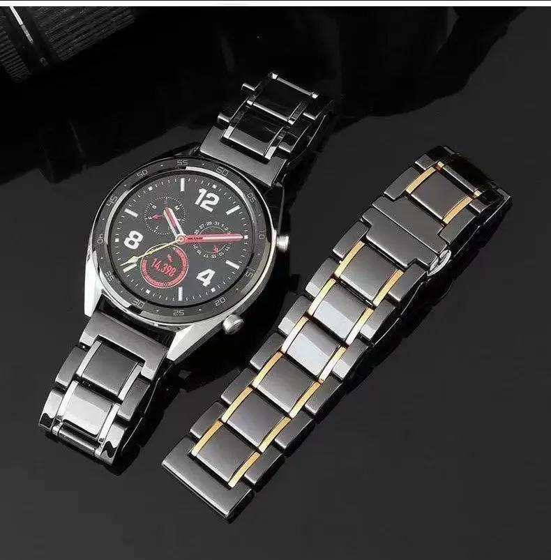 Premium 22mm Ceramic Bracelet - Elegant Metal Link Strap