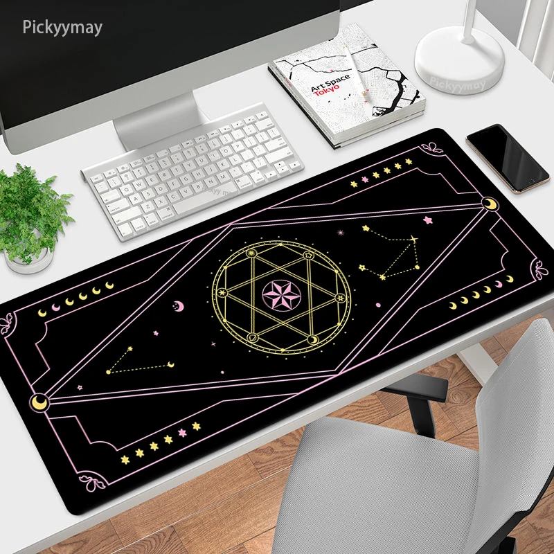 

Large Mouse Pad Gamer Big Mouse Mat For PC Computer Mousepad 90x40 Star Moon Cute XXL Carpet Surface Mause Pad Keyboard Desk Mat