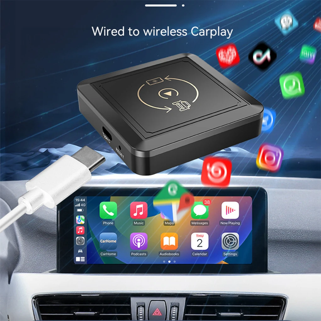 5.0Bluetooth Wireless CarPlay/Android Auto Dongle Plug&Play Auto Connection for Car with Both Wired CarPlay&Wired Android