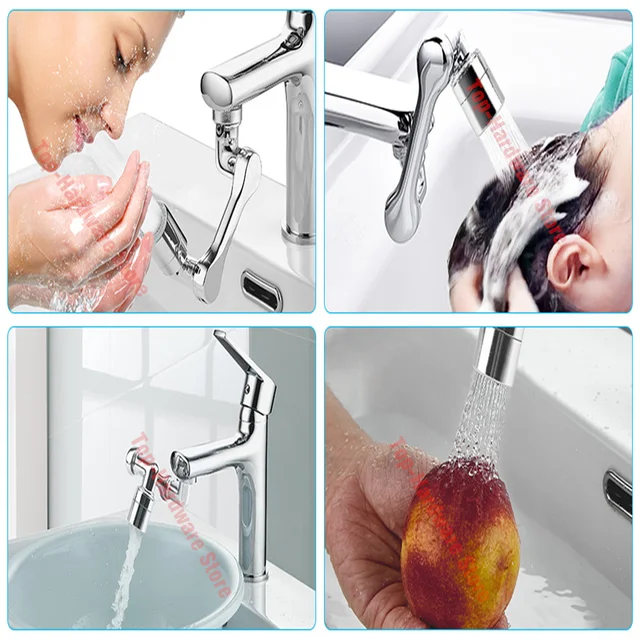 1080° Rotary Extender Faucet Aerator Robotic Arm 99% Universal Tap 22/24mm Adaptor for Kitchen Washbasin Faucets Bubbler Nozzle 6