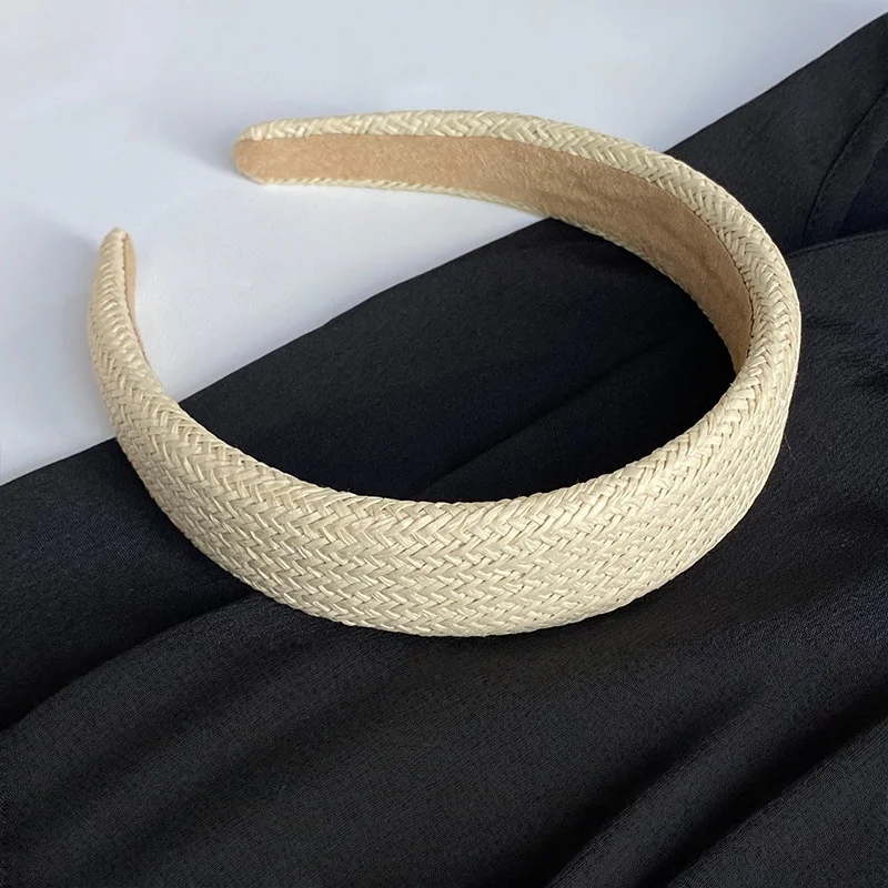1PC Vacation-style Straw Woven Wide-brimmed Headband - Bohemian Head for Seaside Photos, Stylish and Versatile Hair Clip/Hair Ac