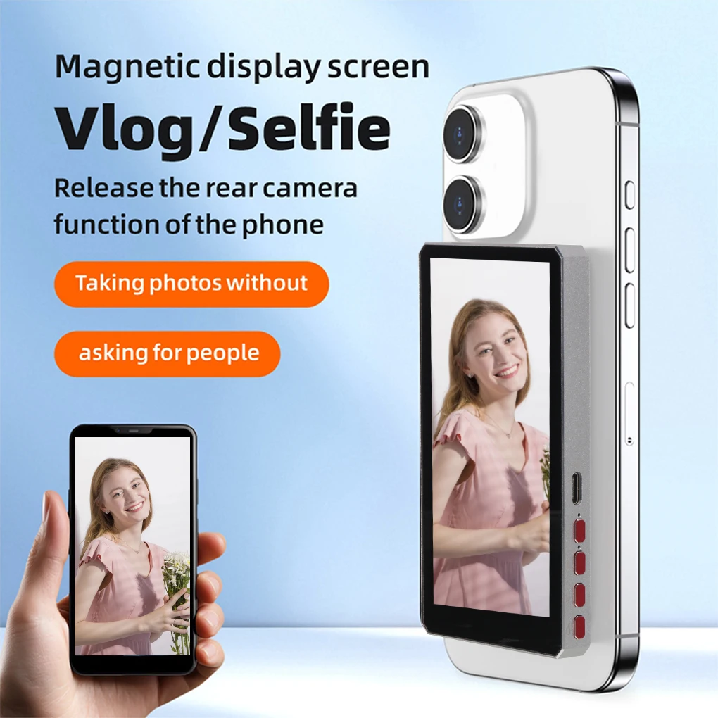Phone Vlog Monitor Screen Projector Rear Camera Selfie Alloy Body Bluetooth Magnetic Selfie Compatible With iPhone Android
