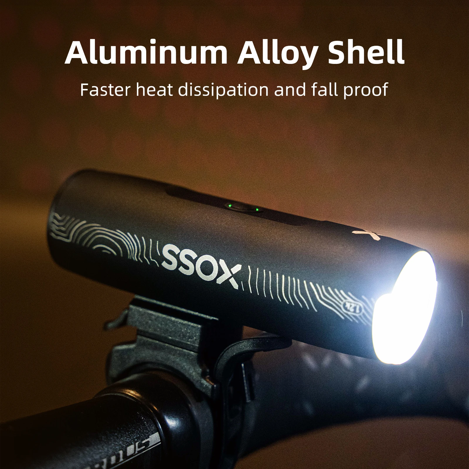 Lumière Vélo LED GEOID – 800 à 1200 Lumens – Étanche – Recharge USB-C – Cyclisme