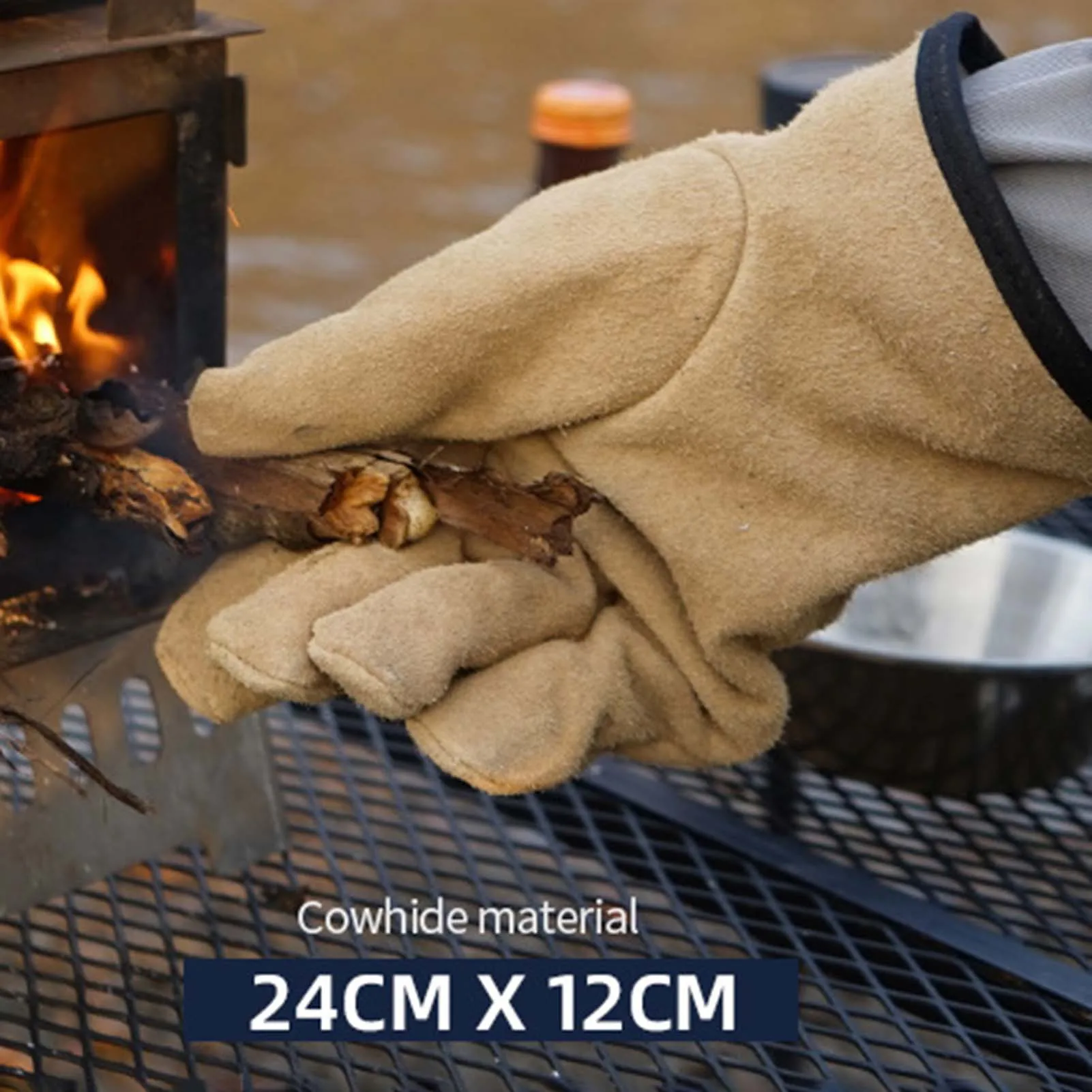 Outdoor Sports Hunting Full Finger Gloves Wild Picnic Camping Cowhide Gloves Winter Cold Resistant Waterproof Warm 1 Pair