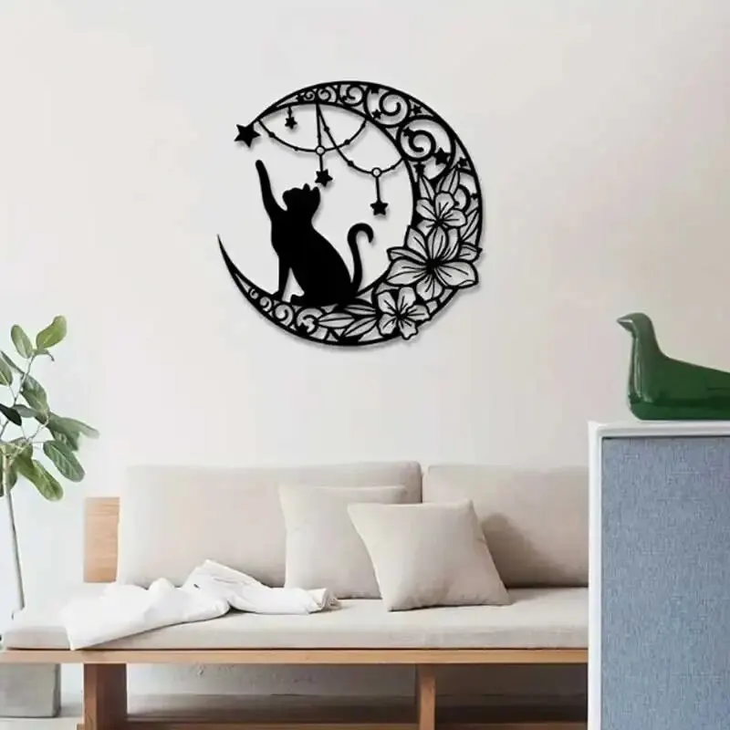 Moon Black Cat Metal Wall Art 1 | Moon Black Cat Metal Wall Art 2