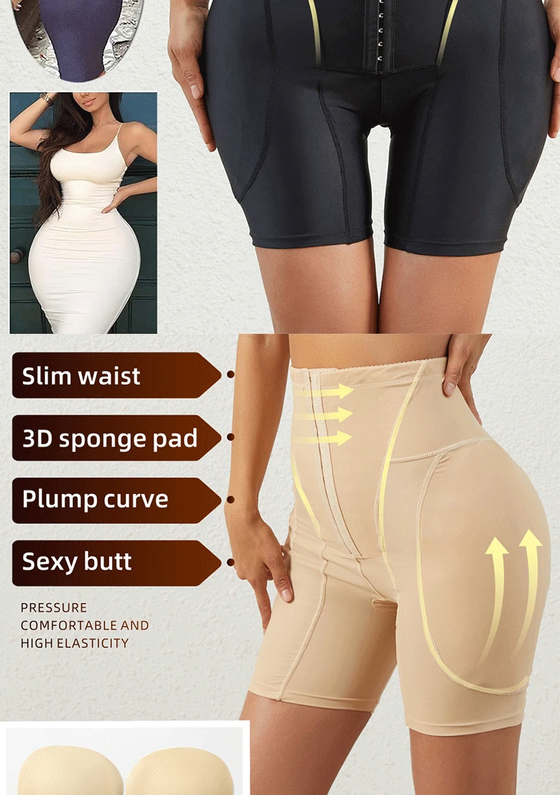 Hip Enhancer Shapewear Panties Body Shapers Women Butt Pad Underwear High  Waist Butt Lifter Fake Ass Hip Pads Shaper Panties