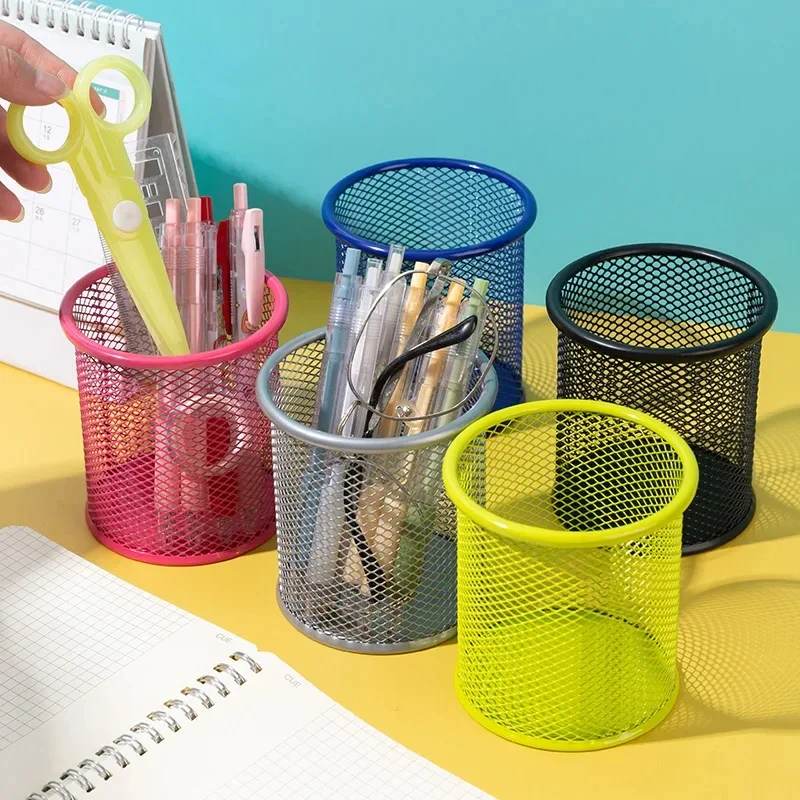 Single Metal Mesh Pencil Holder - Durable Square Pen Pot