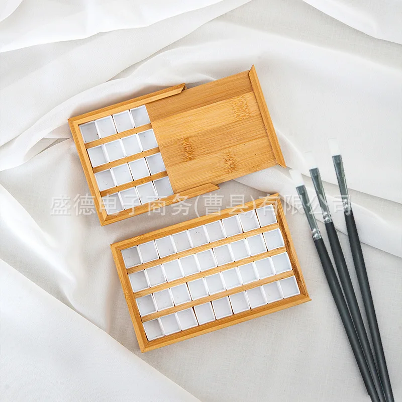 Paint Tray Color Palette Watercolor Palette 24 grid/36 grid watercolor paint box empty box bamboo wood wooden portable color painting art supplies