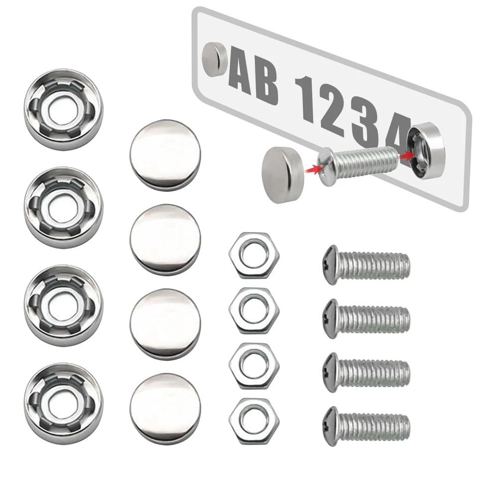 Viti per targa auto, viti per targa, kit hardware in acciaio inox, dado di fissaggio a prova di manomissione, materiale di fissaggio per il fissaggio di telai copertura della targa