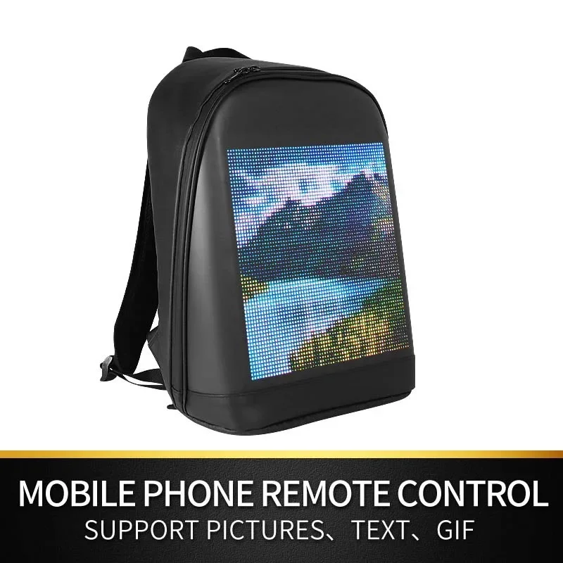 LED Screen Display Backpack Wireless Business Travel Laptop School Bag Advertising Light Waterproof Backpack