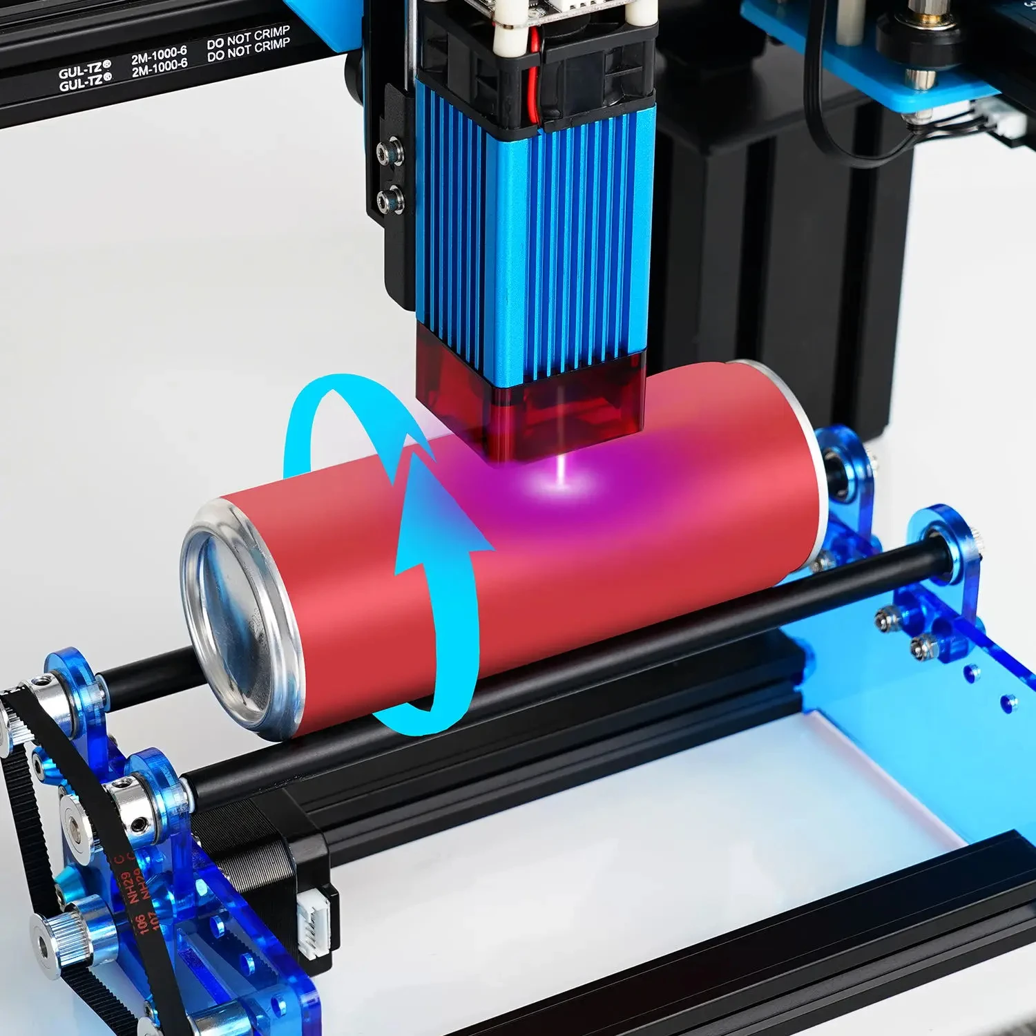 Laser Engraver Head TWOTREES Laser Universal Laser Engraver Y-Axis Rotary Shaft Rotary Roller 360 Degree Rotating For Engraving Cylindrical Objects