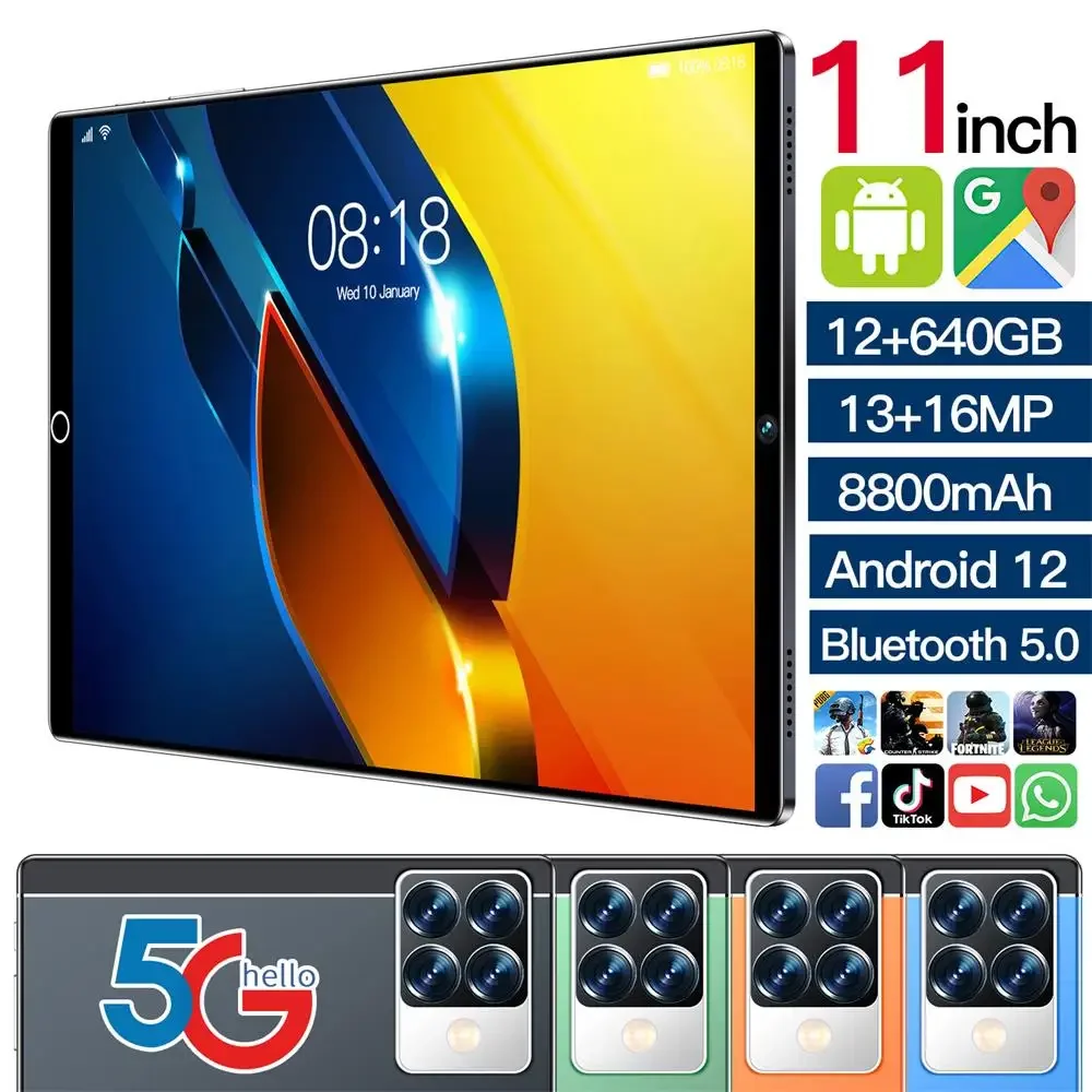 

S29 Tablet PC 10.1 Inch IPS Display Screen Android 12 RAM:6/8/12GB-ROM:128/256/512GB GPS+FM+WIFI+BT Support Double Card 8800mAh