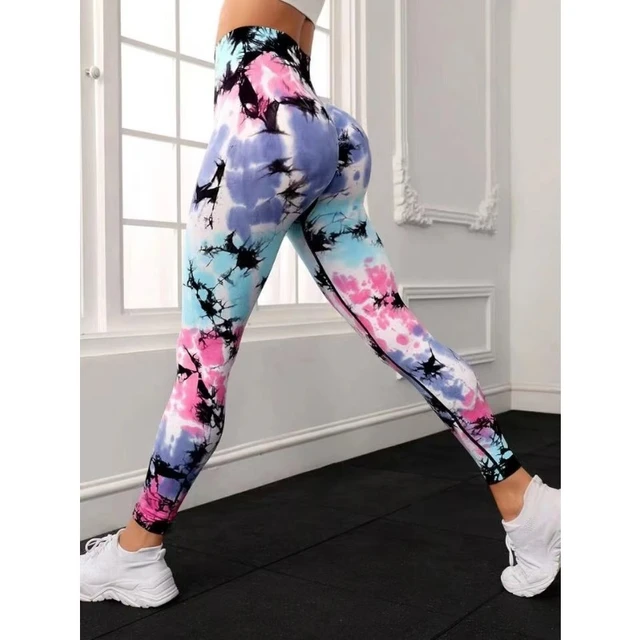 Tie Dye Seamless Yoga Leggings Women High Waist Butt Lift Workout Leggings  High Elastic Stretch Fitness Running Leggings - AliExpress