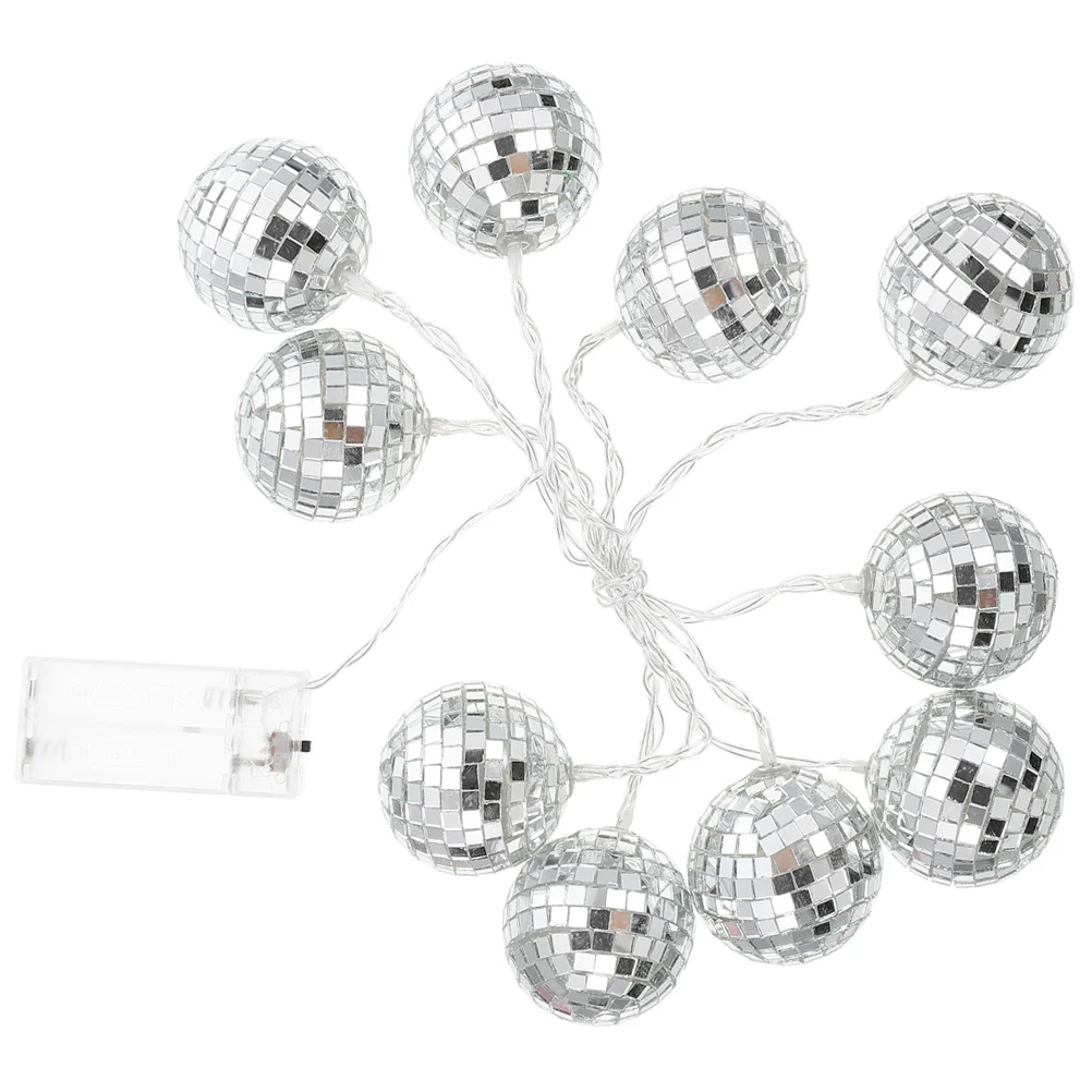 1 Set of LED Disco Ball String Light Mirror LED Party String Light Decorative Hanging Light Patio Light