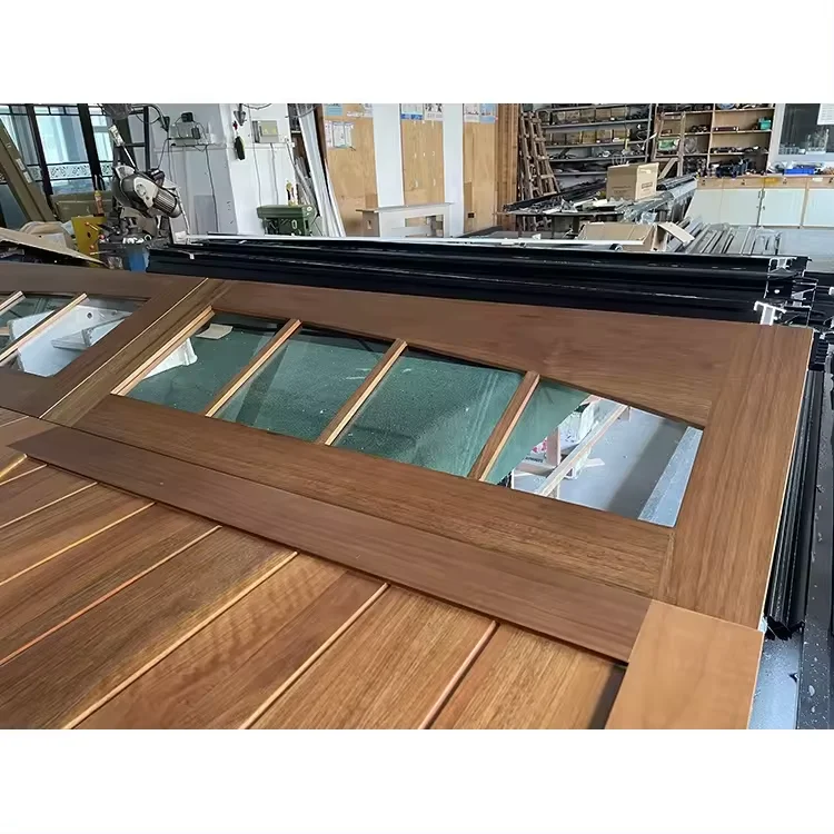 Log color solid wood perspective window modern style solid wood insulation electric garage door manufacturer 4