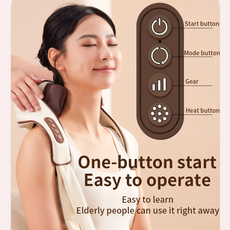 JinKaiRui U Shape Electrical Shiatsu Back Neck Shoulder Body Massager Infrared Heated Kneading Car/Home Massager neck massager