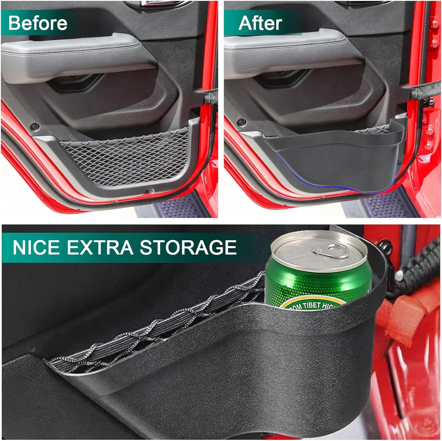 Front and Rear Door Storage Pockets for Jeep 4