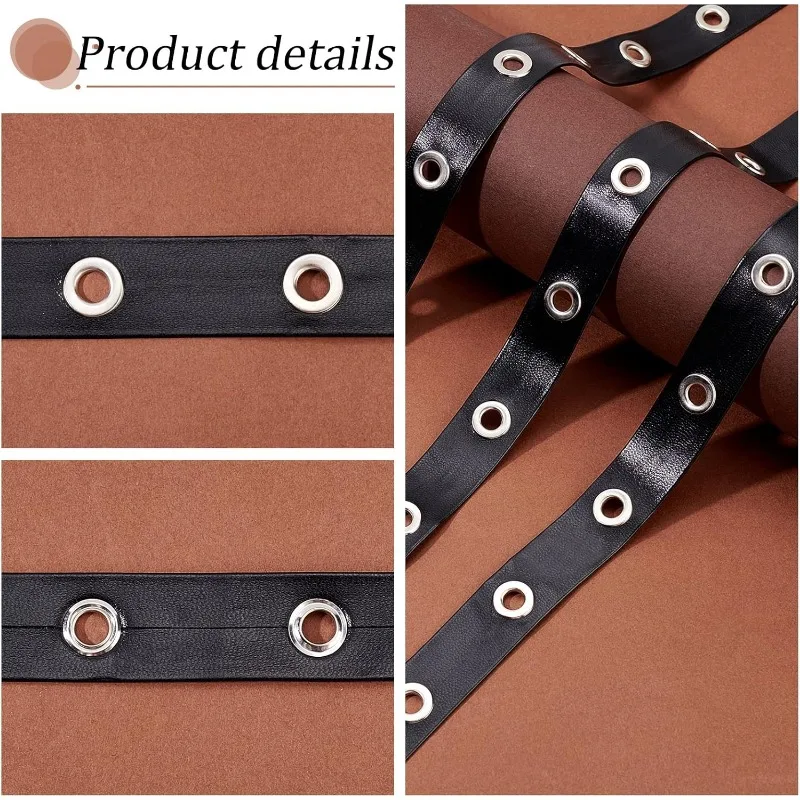 9 Yards Eyelet Tape Black Grommet Trim 0.8&rdquo; Wide Imitation Leather Grommet Tape Brass Eyelet Twill Trim for Sewing eyelet tape