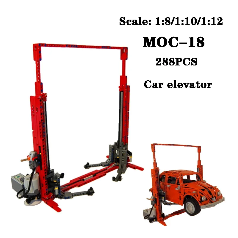

Building Block MOC-18 Repair Shop Car Elevator Lifting Model Toy Splicing Assembly 288PCS Parts Adult and Child Puzzle Gifts