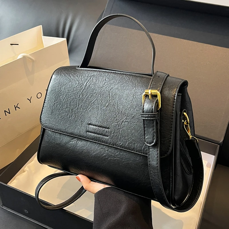 TopBrandWomenHandbagLeatherFlapDesignTotesSolidColorLadyCrossbodyBagsClassicSquare