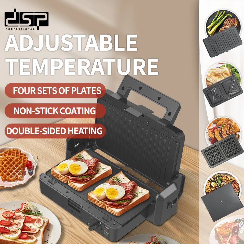 DSP Mini Waffle Maker Detachable Breakfast Sandwich Maker Toaster 4 In 1 Non Stick Sandwich
