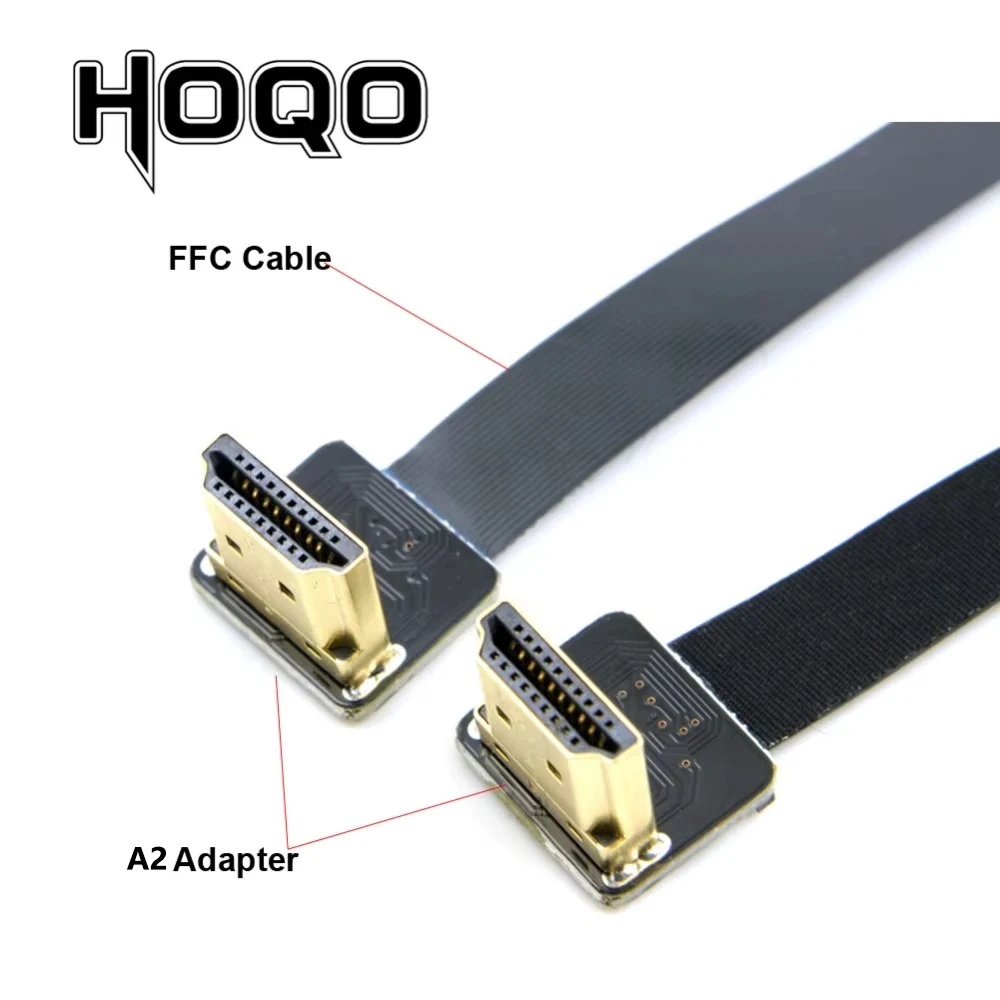 Cablecc FPV - Cavo piatto HDMI maschio a basso angolato, 90 gradi, HDMI maschio, HDTV FPC, 20 cm, per fotografia aerea multicopter