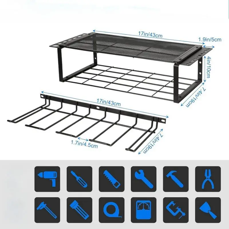 Electric Drill Storage Tool Storage Rack Wall Mounted Load-Bearing Capacity Heavy Duty Metal Tool Shelf Garage Tool Organizer