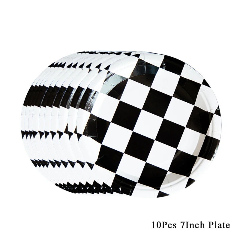Checkered Tableware Racing Car Dessert Plates Napkins Race Sports Themed Table Decor Cotton Napkins Polyester Napkins Satin Napkins Disposable Paper Napkins Paper Napkins Linen Napkins For Race Car Birthday