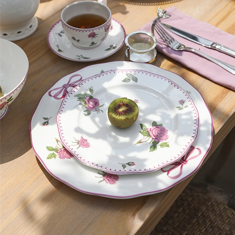 Ceramic Tableware Set Retro Rose Bone China Coffee Cup