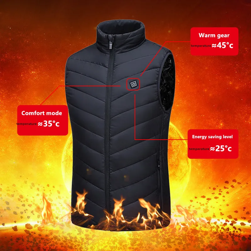 New Men'S Fashion Versatile Electric Heating Intelligent Constant Temperature Heating Warm Vest Winter Nine Zone Heating Coat