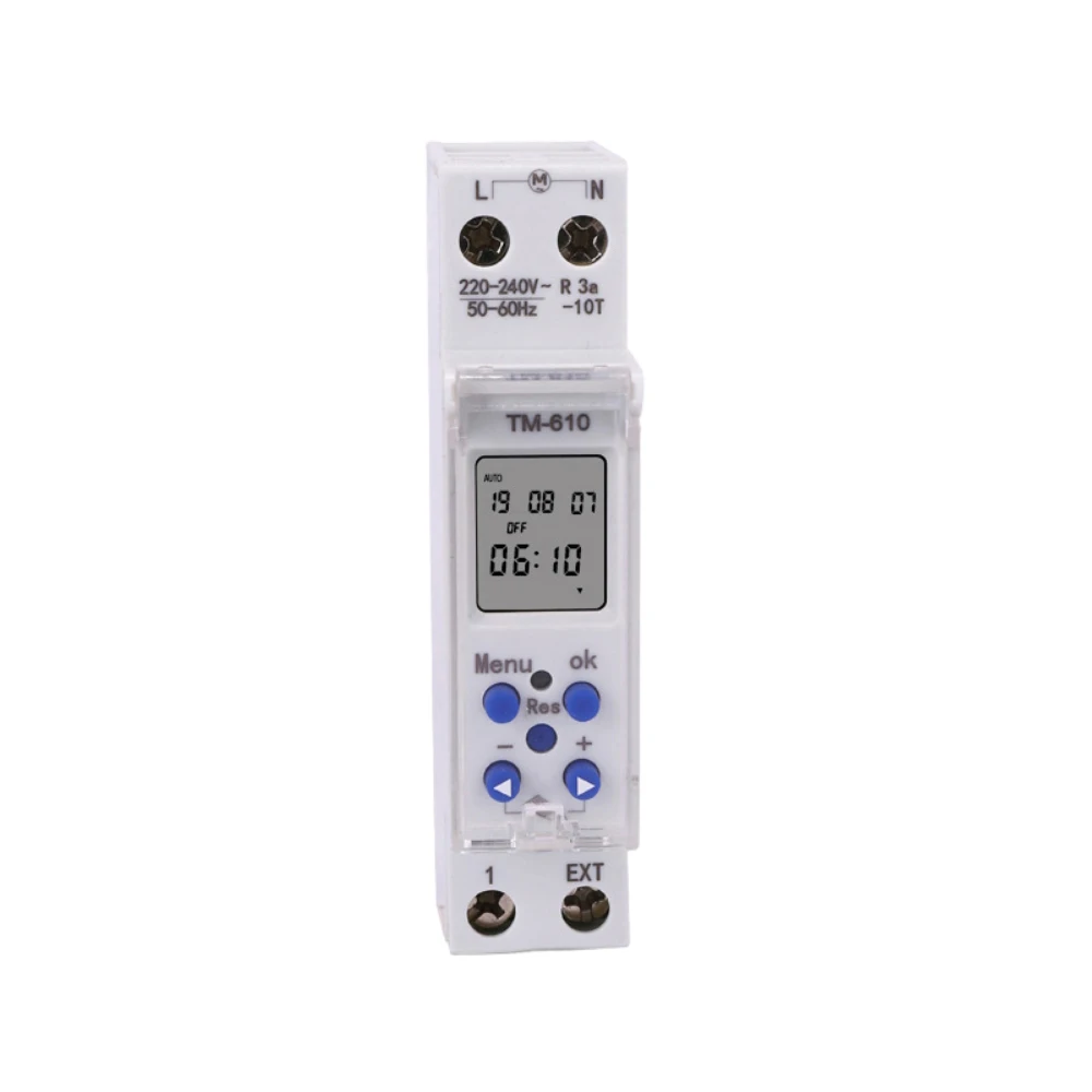 

TM610 Programmable Timer 220V-240V 50/60Hz Output Separate Control 7 Days Weekly Programmable Timer Switch Din Rail Installation