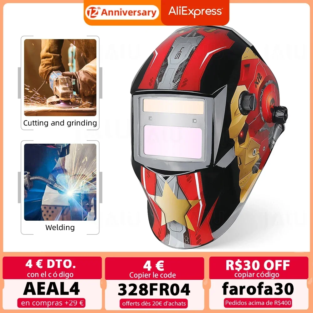 Welding Helmet Top Optical Class 1112 Full Shade 4-13 Viewing Area 93*43 (mm) Welding Mask Solar Auto Darkening Weler Helmet New