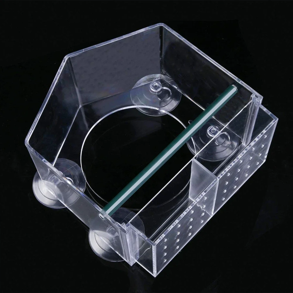 Bird Feeder Bird Supplies Acrylic Clear Glass Window Birds Hanging Feeder Birdhouse Food Feeding House Table Seed Cup Transparent Windowsill Birdfeeders
