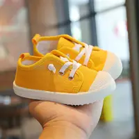 Boy Canvas Sneaker Girl Tennis Lace-up Children Footwear Toddler Yellow Kid Shoes