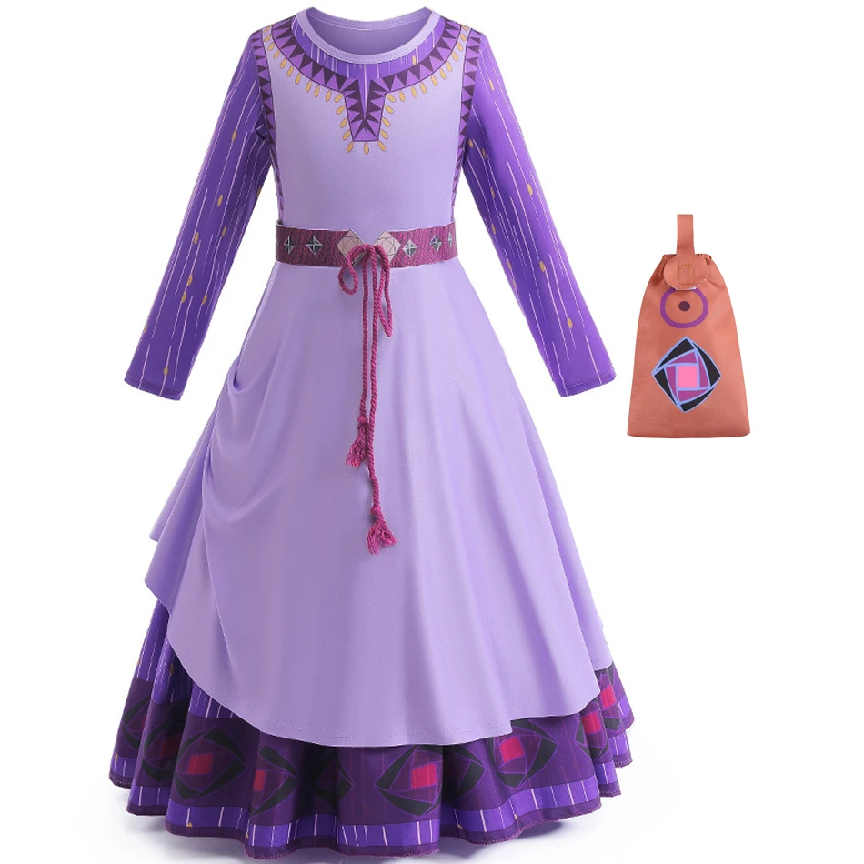 Princess Movie Wish Asha Cosplay Dress Kids Girl Fancy Costume Carnival Party Birthday Ball Gown Boy King Cloak Outfit Halloween
