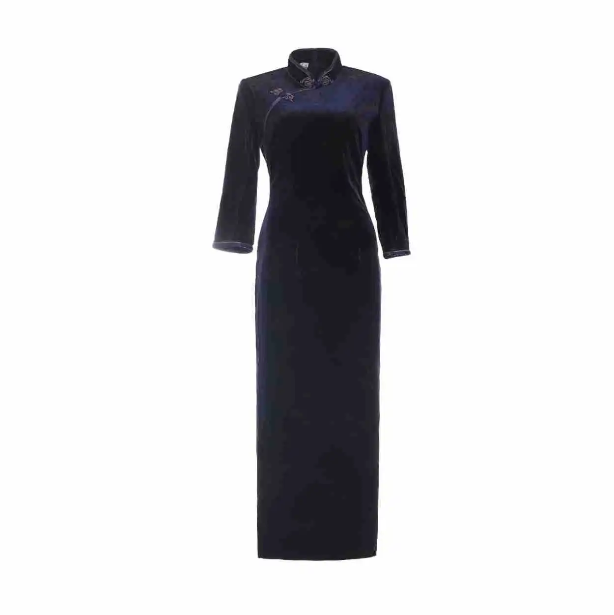 Women Flocking Cheongsam Improved Winter Plus Size Dress Chinese Style Evening Dresses Show Long Qipao Costume 4 Color chinese dress female evening dress