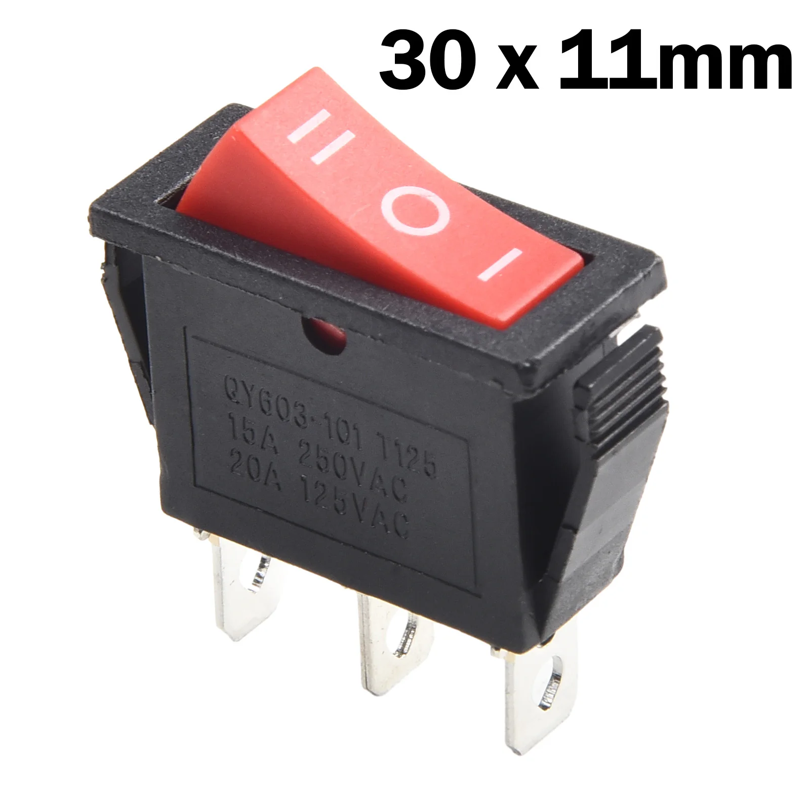 

3 Pins Rocker Switch Joystick ON-OFF-ON RED Tool 10000 Uses 15A 250V 3 Pin 30 X 11mm / 1.18\" X 0.43\" Quality