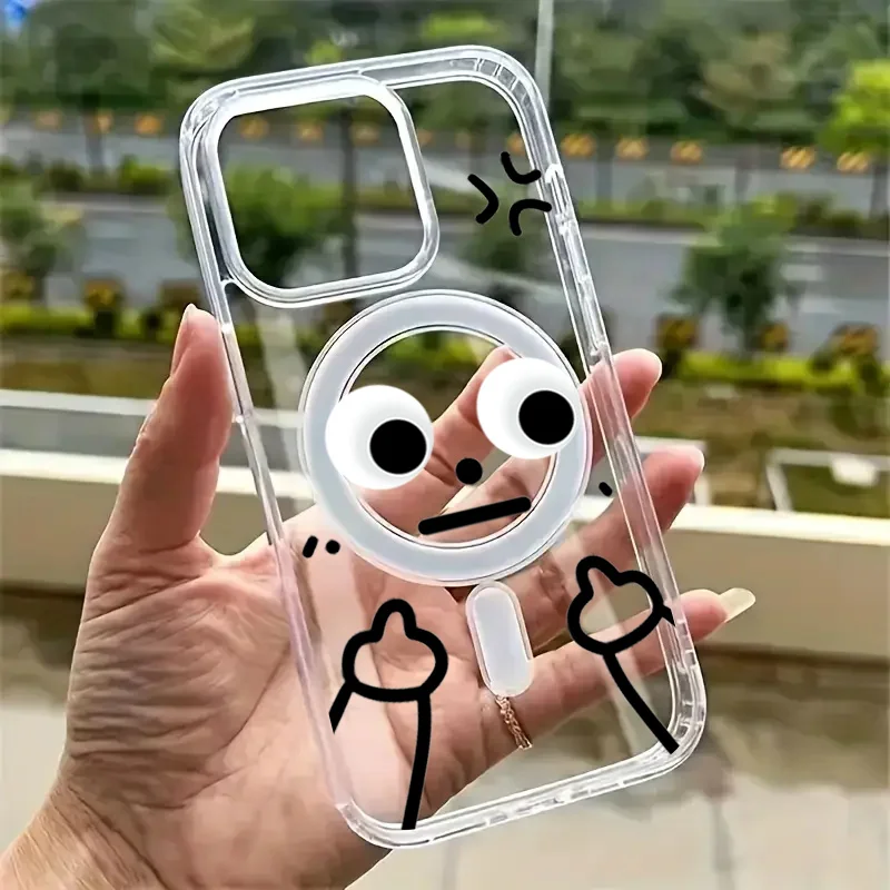 Transparent Magnetic Phone Case with Matchstick Design - Clear and Stylish Protection