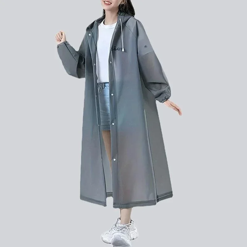 Lightweight Reusable Hooded Raincoat for Women-Waterproof EVA Rain Poncho for Outdoor Activities