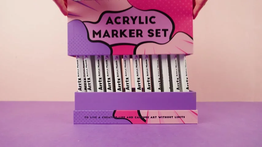 Arrtx 90 Colors Acrylic Markers Paint Pens, Acrylic Paint Pens for Artists Adults Color Drawing - Brush Tip Paint Marker for Rock Painting, Wood, Canvas, DIY Crafts Making Art Supplies