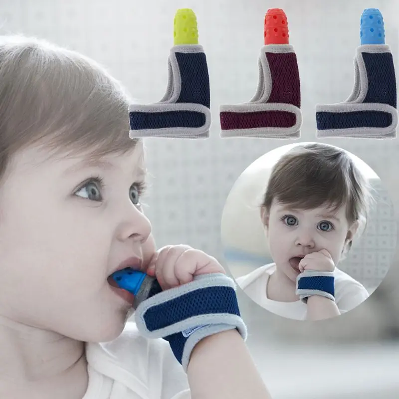 Baby Thumb Sucking Finger Protector Silicone Biting Gloves Teether Finger Bite Prevention Baby Feeding Accessories A2UB 2