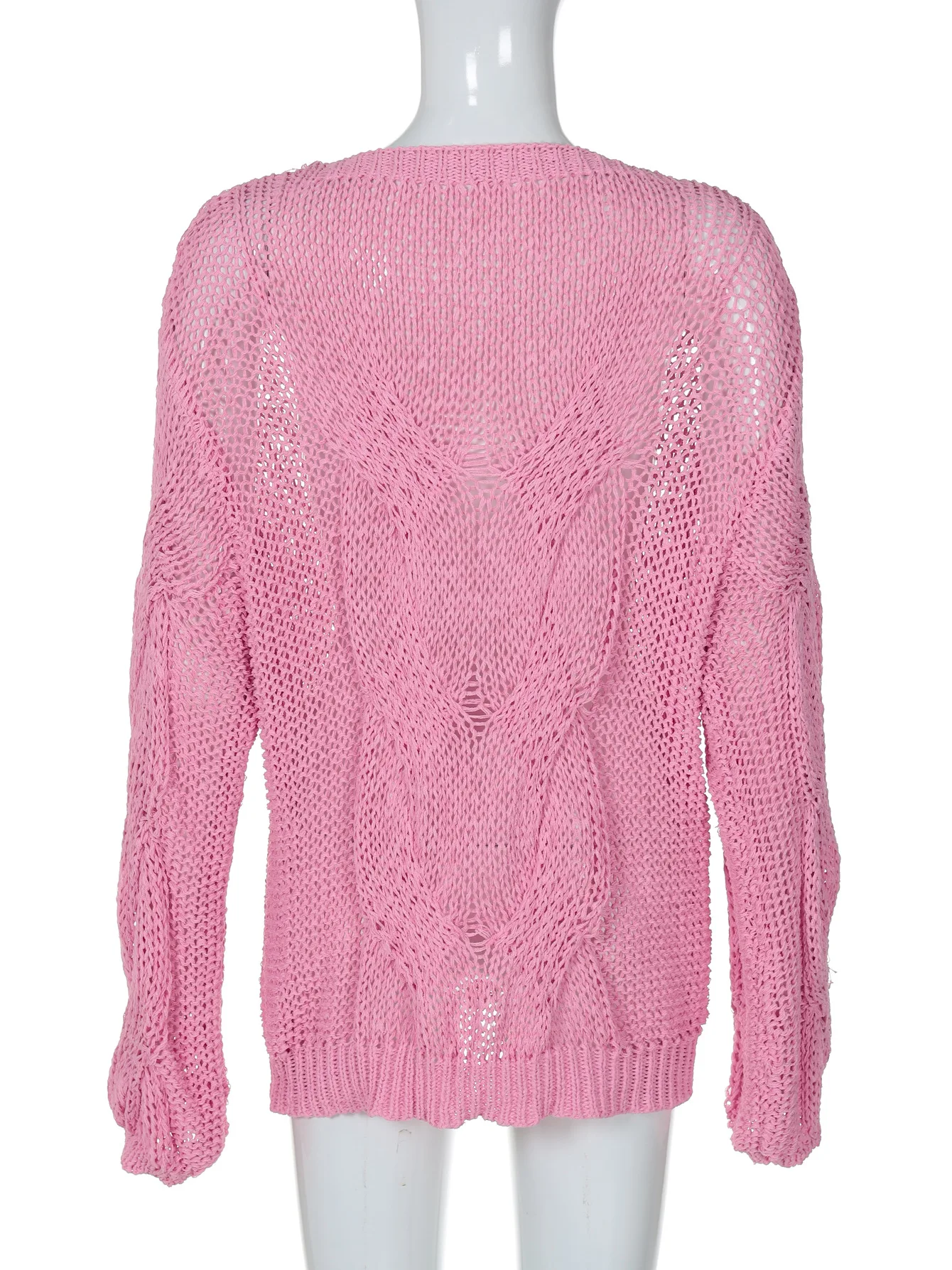 Casual Knitwear Sweater Pullover Female Loose Fashion See-Through Autumn Beach Holiday Clothes Women's Knit Pullover