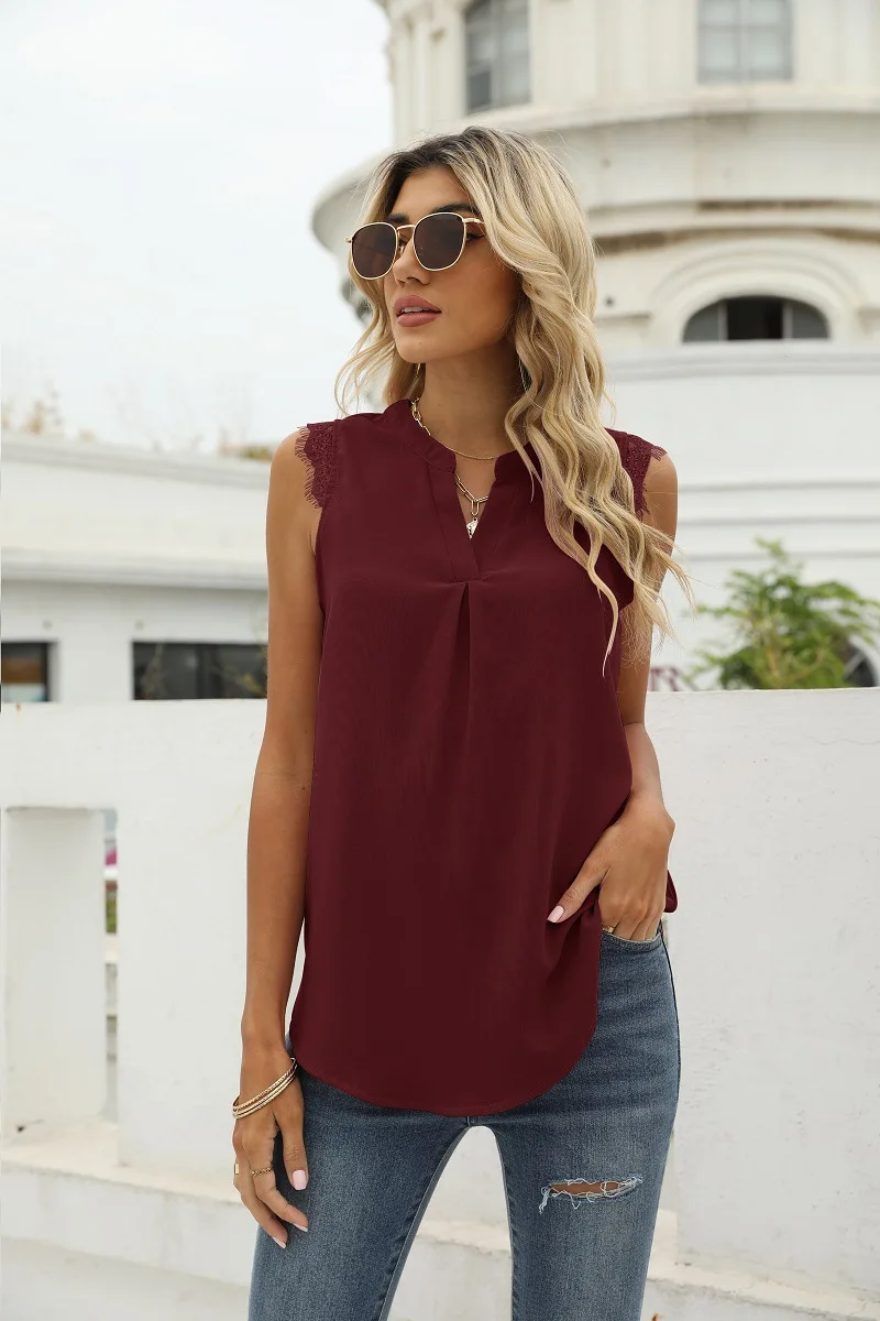 T-shirt Women's Summer New Solid Color Loose V-neck Jacquard Sleeveless Casual Vest Top corset t shirt