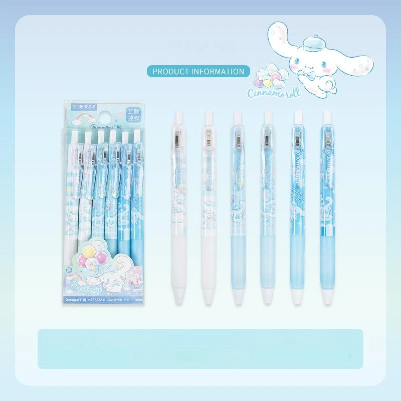 

6pcs/set Kawaii Sanrio Cinnamoroll Gel Pen Student Writing Quick Drying Signature Neutral Pen School Offices Stationery Supplies