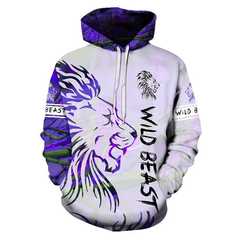 2022 spring and autumn new men's 3D hoodie casual men's sweater 3D printing hoodie animal wolf