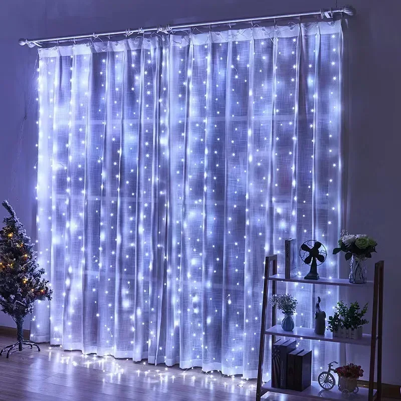 thumbnail image 1 of Guirnalda de luces LED para decoración navideña, guirnalda de luces para dormitorio, cortina de luces con control remoto, 1 of 5