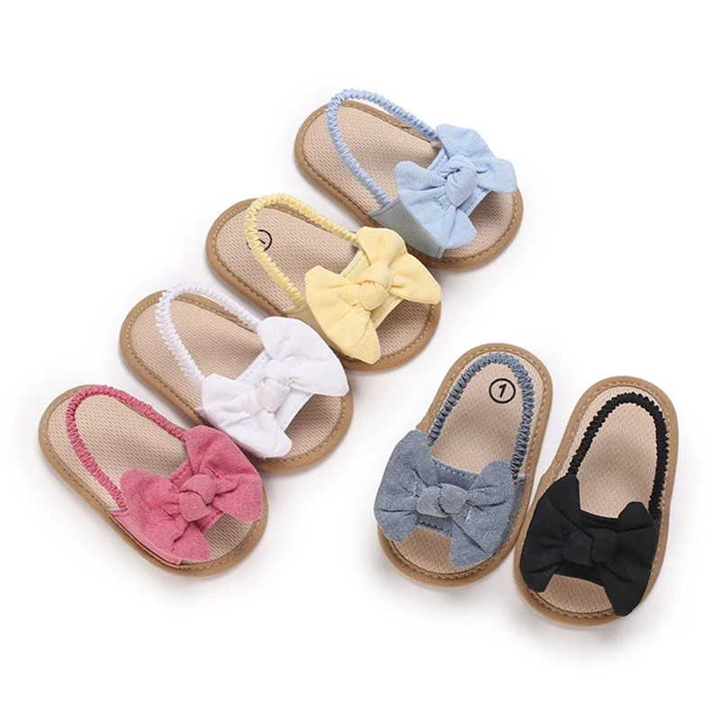 Blotona Baby Girls Bow Knot Sandals, Summer Casual Soft Sole Princess Flat Non-Slip Patchwork Shoes