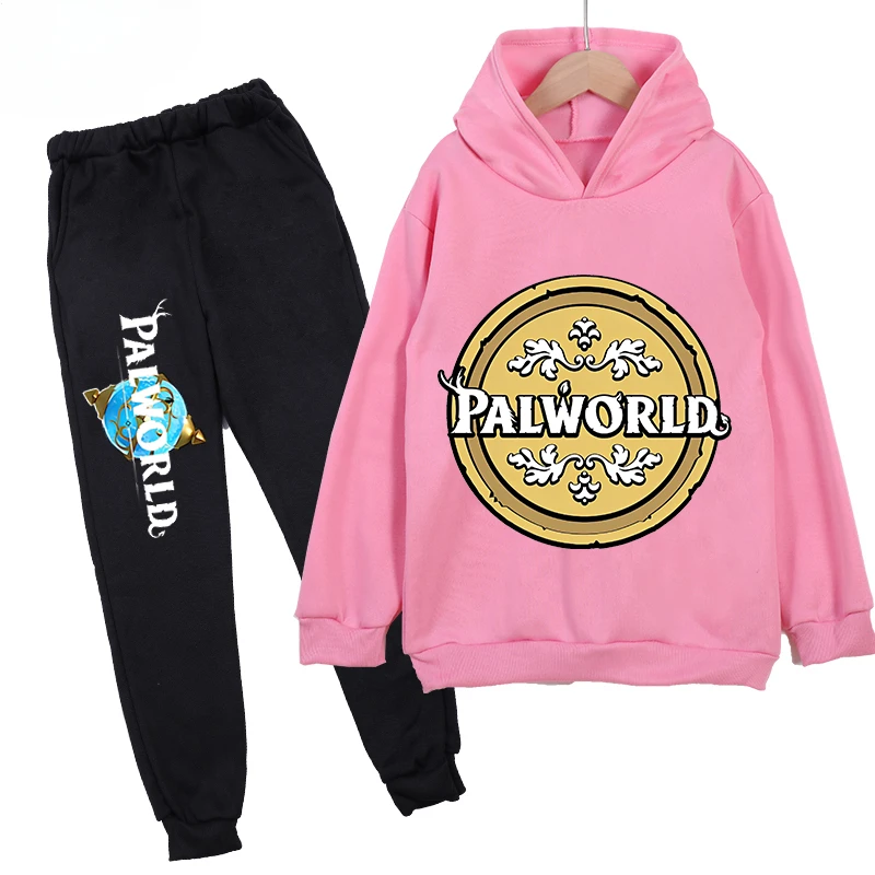 thumbnail image 1 of Conjunto de sudadera y pantalones con capucha de polar con estampado infantil de Palworld, conjunto deportivo de 2 piezas adecuado para conjuntos de niños y niñas, 1 of 5