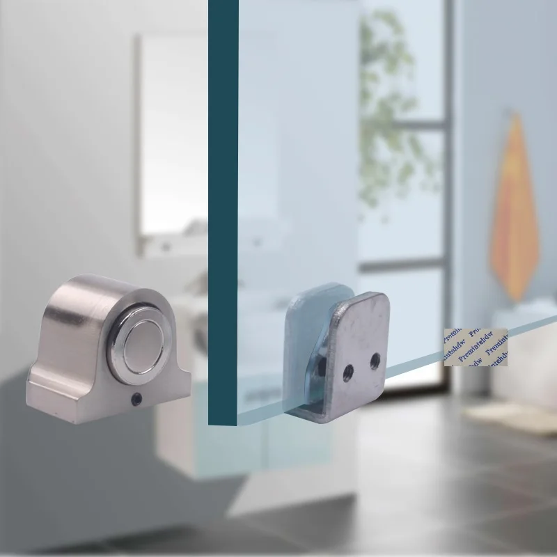 2Pcs Zinc Brushed Nickel Glass Door Stop Doorstop Holder Floor Mount